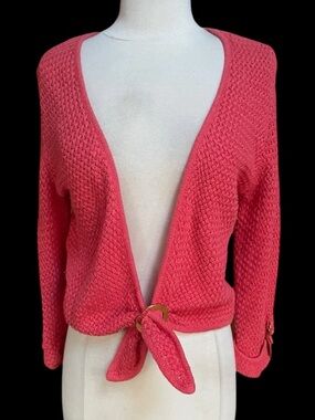 1990s Jones New York Open Tie‎ Coral Cardigan